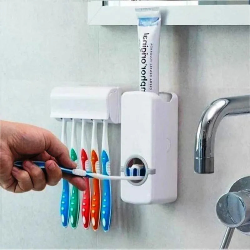 Dispensador dentífrico e escova titular